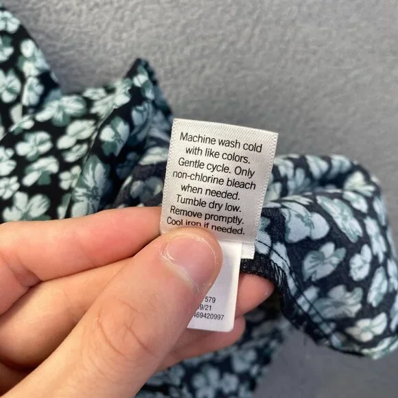 NINE WEST Fashion Top Size XL Long Sleeves Square Neck Peplum Blouse Black/Green - Picture 6 of 9